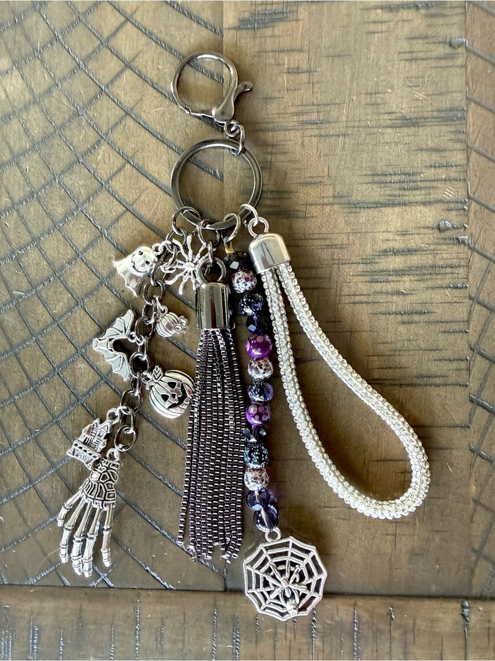 Silver and Purple Halloween Bag Charm/Keychain Wristlet